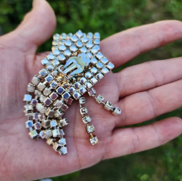 Vintage Geometric Rhinestone‎ drip earrings - Picture 5 of 5